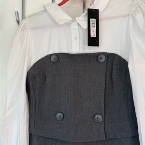 Donna Karan White and Gray Buttoned Jumpsuit! NWT Retail 199